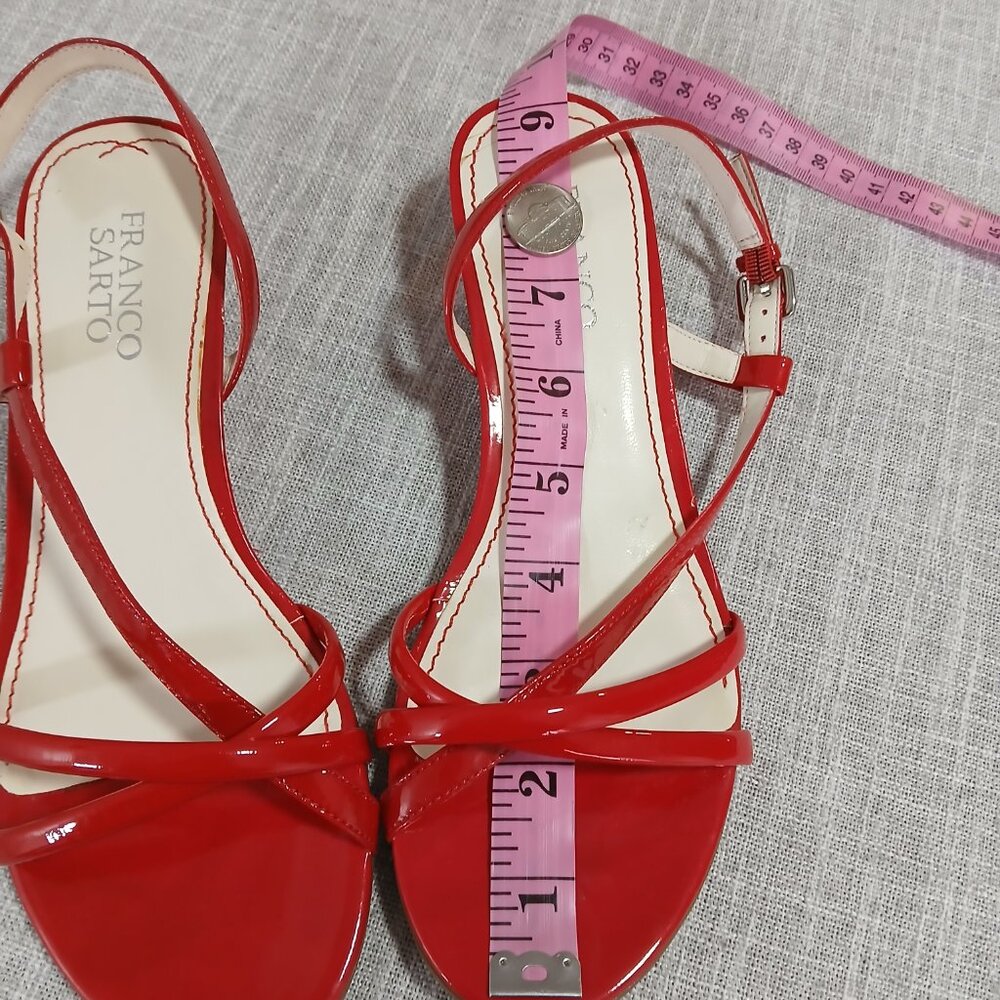 Cherry Red Patten Leather Strappy Kitten Heal Sandle by Franco Sarto Size 7M - Picture 9 of 10